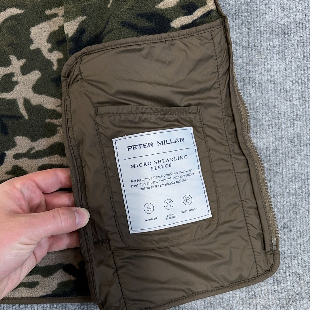 Peter Millar Jacket Men L Olive Branch Camo Micro Shearling Fleece Full Zip Golf - Picture 9 of 13